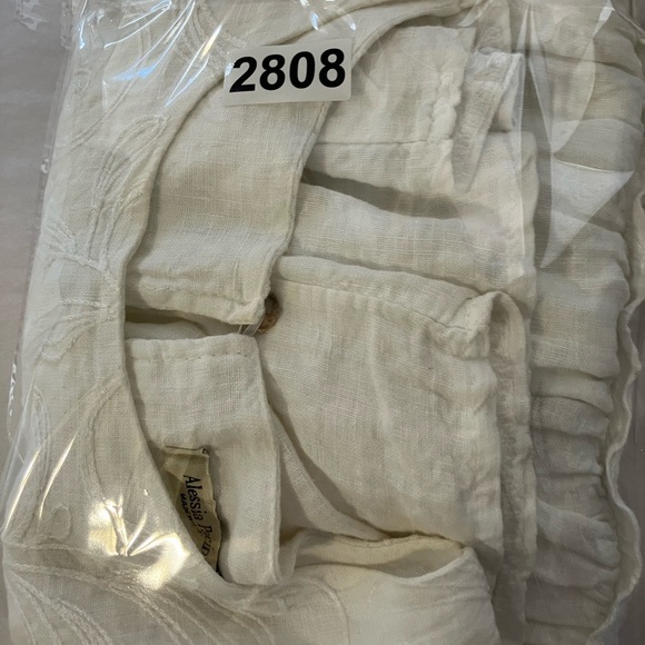 alessia pacini Made In Italy Linen Blouse Sz Small‎ White Embroidered 3/4 Sleeve - Picture 9 of 9